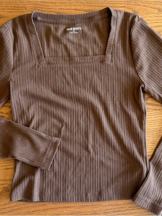 Old Navy Tops - Old Navy Brown Ribbed Long-Sleeve Square Neck Top